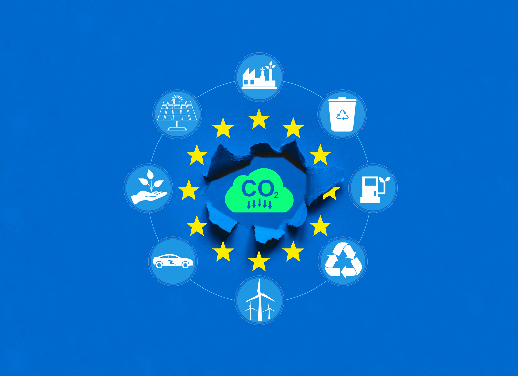 Union European is making a decarbonization program in the coming years to reduce CO2 emissions and develop sustainable energy. Decline in carbon dioxide emissions in Europe